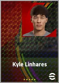 Kyle Linhares eFootball 2026 player card, 65 OVR LMF