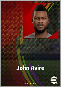 John Avire eFootball 2026 player card, 68 OVR CF