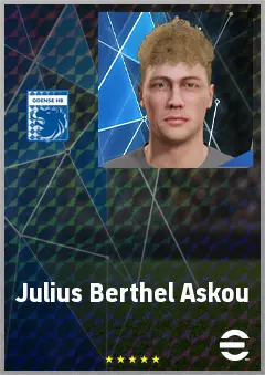 Julius Berthel Askou eFootball 2026 player card, 62 OVR CB