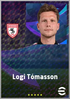 Logi Tómasson eFootball 2026 player card, 69 OVR LB