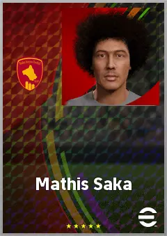 Mathis Saka eFootball 2026 player card, 65 OVR AMF