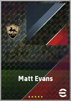 Matt Evans eFootball 2026 player card, 64 OVR AMF