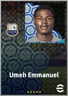 Umeh Emmanuel eFootball 2026 player card, 68 OVR LWF