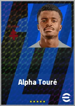 Alpha Touré eFootball 2026 player card, 67 OVR DMF