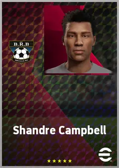 Shandre Campbell eFootball 2026 player card, 68 OVR LWF