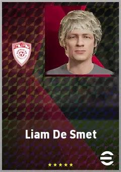 Liam De Smet eFootball 2026 player card, 67 OVR CMF