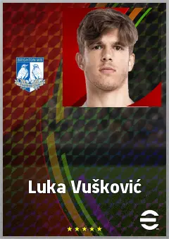 Luka Vušković eFootball 2026 player card, 75 OVR CB