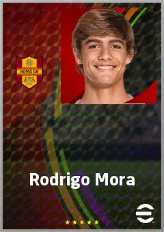Rodrigo Mora eFootball 2026 player card, 74 OVR AMF