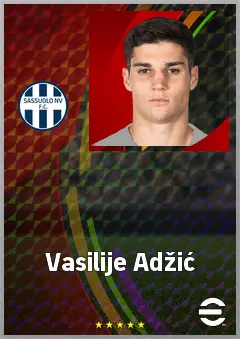 Vasilije Adžić eFootball 2026 player card, 70 OVR AMF