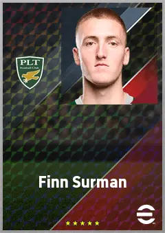 Finn Surman eFootball 2026 player card, 73 OVR CB