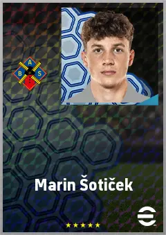 Marin Šotiček eFootball 2026 player card, 70 OVR RWF