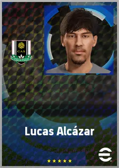 Lucas Alcázar eFootball 2026 player card, 68 OVR LB