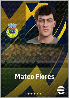 Mateo Flores eFootball 2026 player card, 68 OVR CMF