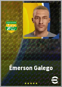 Émerson Galego eFootball 2026 player card, 67 OVR CF