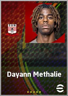 Dayann Methalie eFootball 2026 player card, 72 OVR LB