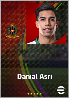 Danial Asri eFootball 2026 player card, 64 OVR RWF