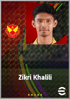 Zikri Khalili eFootball 2026 player card, 68 OVR RB