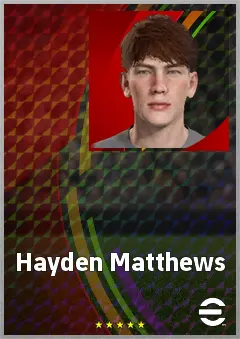 Hayden Matthews eFootball 2026 player card, 67 OVR CB