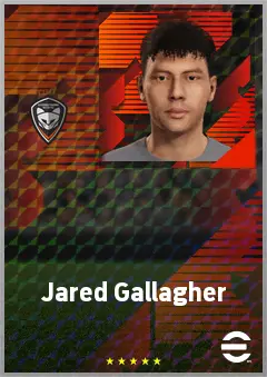 Jared Gallagher eFootball 2026 player card, 63 OVR DMF