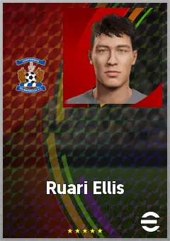 Ruari Ellis eFootball 2026 player card, 62 OVR CB