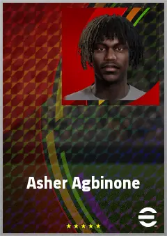 Asher Agbinone eFootball 2026 player card, 65 OVR LWF