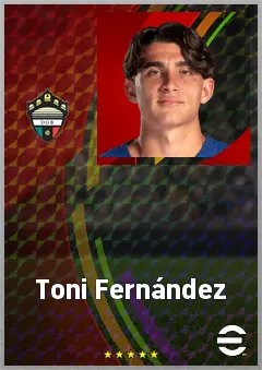 Toni Fernández eFootball 2026 player card, 69 OVR RWF