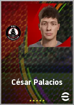 César Palacios eFootball 2026 player card, 67 OVR AMF