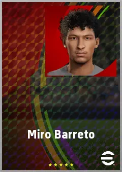 Miro Barreto eFootball 2026 player card, 57 OVR RMF