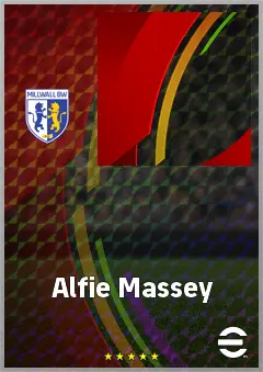 Alfie Massey eFootball 2026 player card, 62 OVR CMF