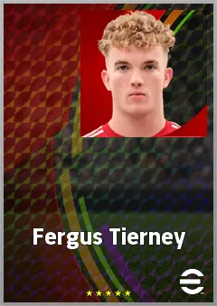 Fergus Tierney eFootball 2026 player card, 67 OVR CF