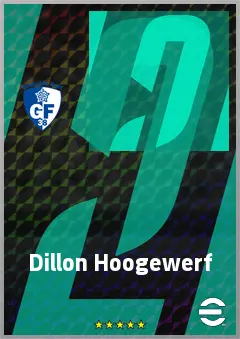 Dillon Hoogewerf eFootball 2026 player card, 62 OVR LWF