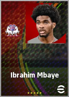 Ibrahim Mbaye eFootball 2026 player card, 72 OVR RWF