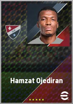 Hamzat Ojediran eFootball 2026 player card, 71 OVR DMF