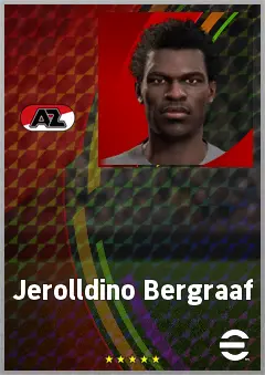 Jerolldino Bergraaf eFootball 2026 player card, 65 OVR CF