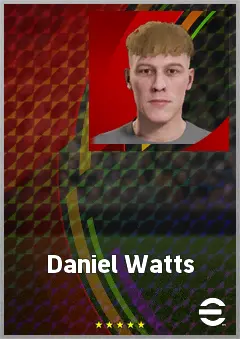 Daniel Watts eFootball 2026 player card, 61 OVR CMF