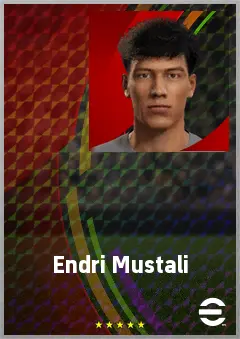 Endri Mustali eFootball 2026 player card, 62 OVR CF