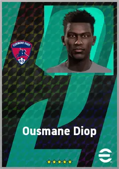 Ousmane Diop eFootball 2026 player card, 64 OVR RWF