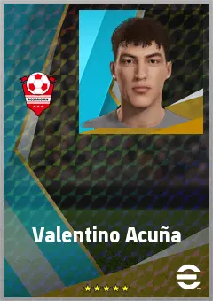 Valentino Acuña eFootball 2026 player card, 71 OVR CMF