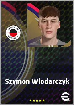 Szymon Włodarczyk eFootball 2026 player card, 65 OVR CF