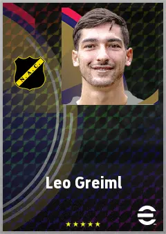 Leo Greiml eFootball 2026 player card, 68 OVR CB