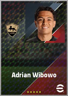 Adrian Wibowo eFootball 2026 player card, 65 OVR RWF