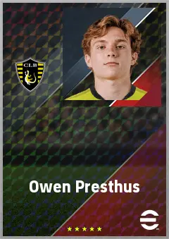 Owen Presthus eFootball 2026 player card, 64 OVR CB
