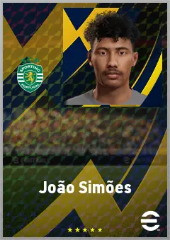 João Simões eFootball 2026 player card, 65 OVR CMF