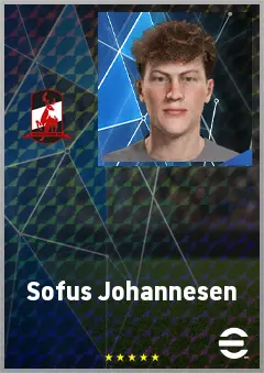 Sofus Johannesen eFootball 2026 player card, 62 OVR AMF