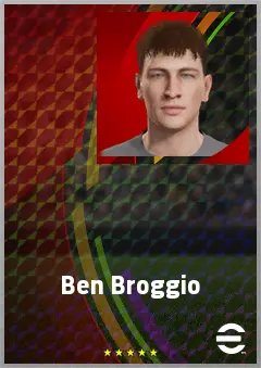 Ben Broggio eFootball 2026 player card, 65 OVR LWF