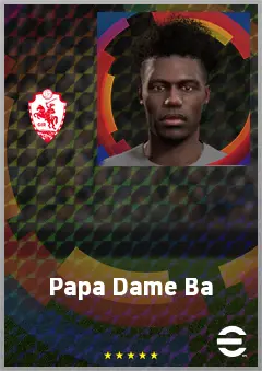 Papa Dame Ba eFootball 2026 player card, 65 OVR RWF