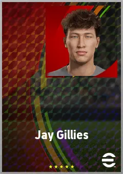 Jay Gillies eFootball 2026 player card, 61 OVR CB