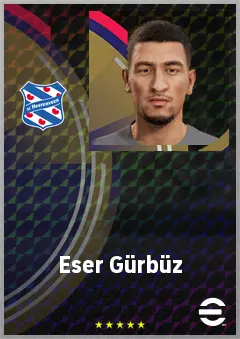 Eser Gürbüz eFootball 2026 player card, 65 OVR RWF