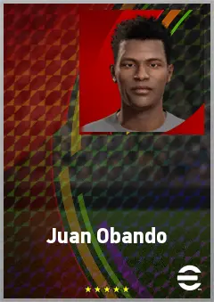 Juan Obando eFootball 2026 player card, 64 OVR AMF