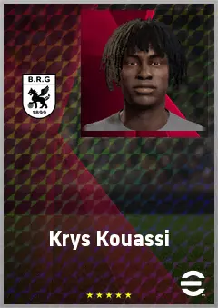 Krys Kouassi eFootball 2026 player card, 61 OVR RWF